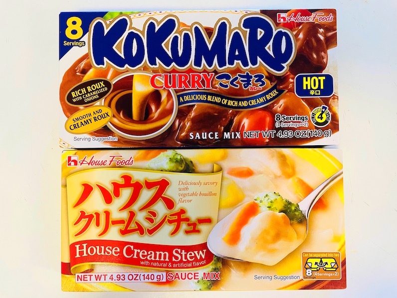 ニジヤマーケットのセールでかったカレーとクリームシチュー